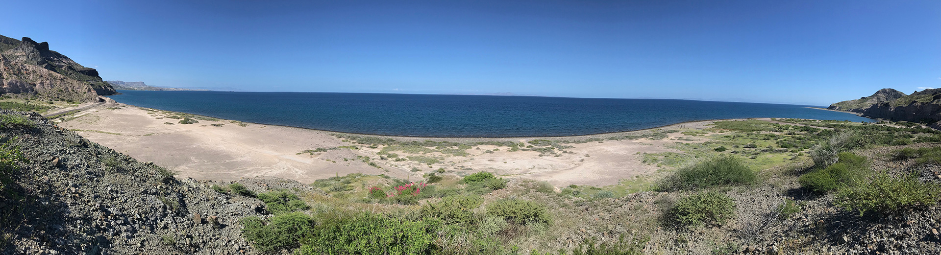 camaron beach shoreline panorama